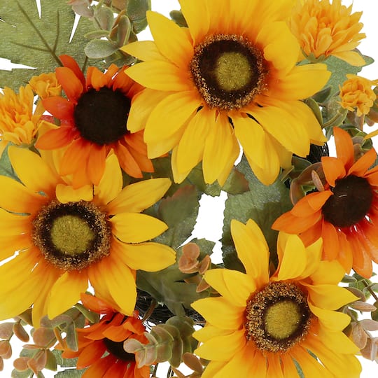12" Yellow & Orange Sunflower Mix Mini Wreath by Ashland®